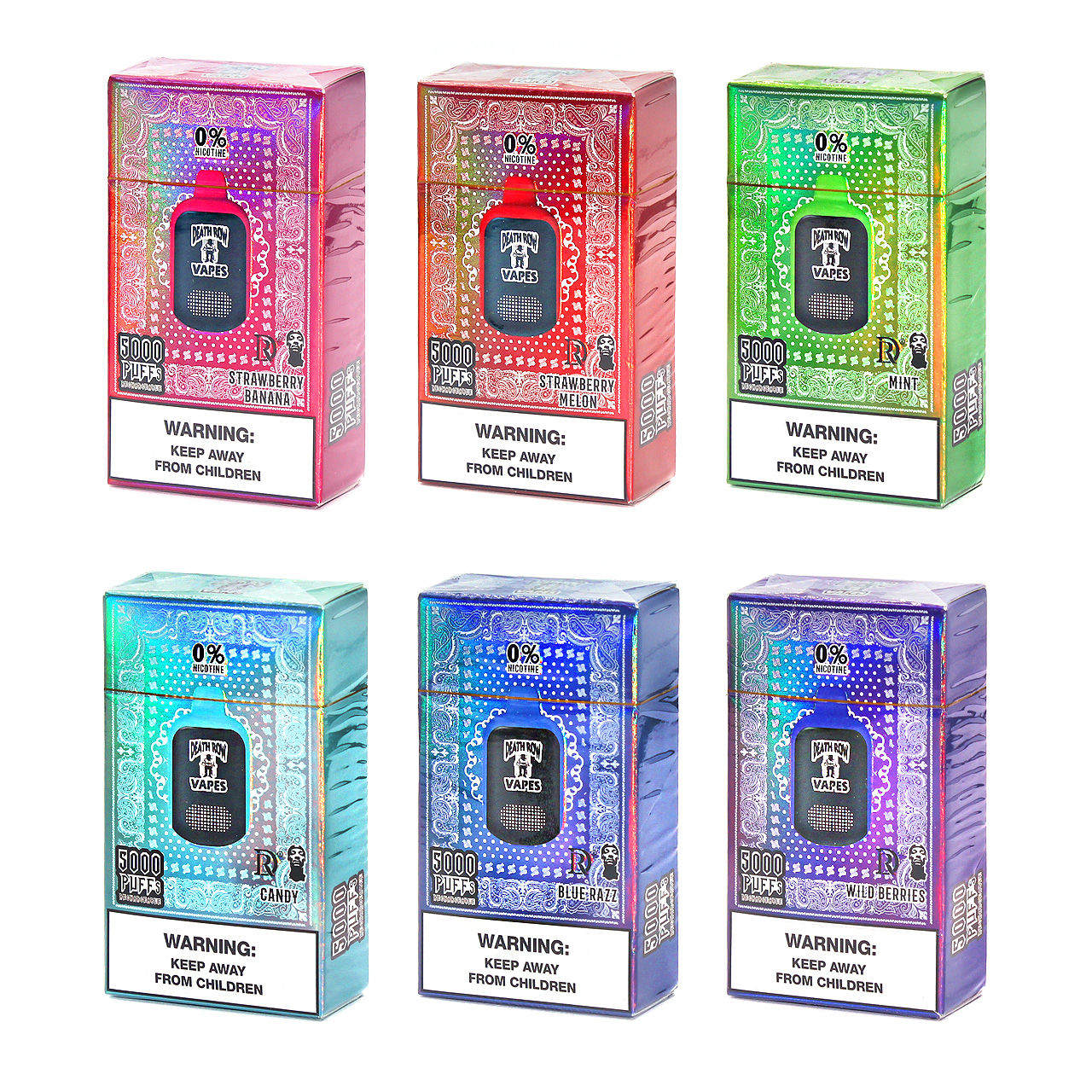 What are the main features of the Death Row Vapes 5000 Zero Nicotine Disposable?