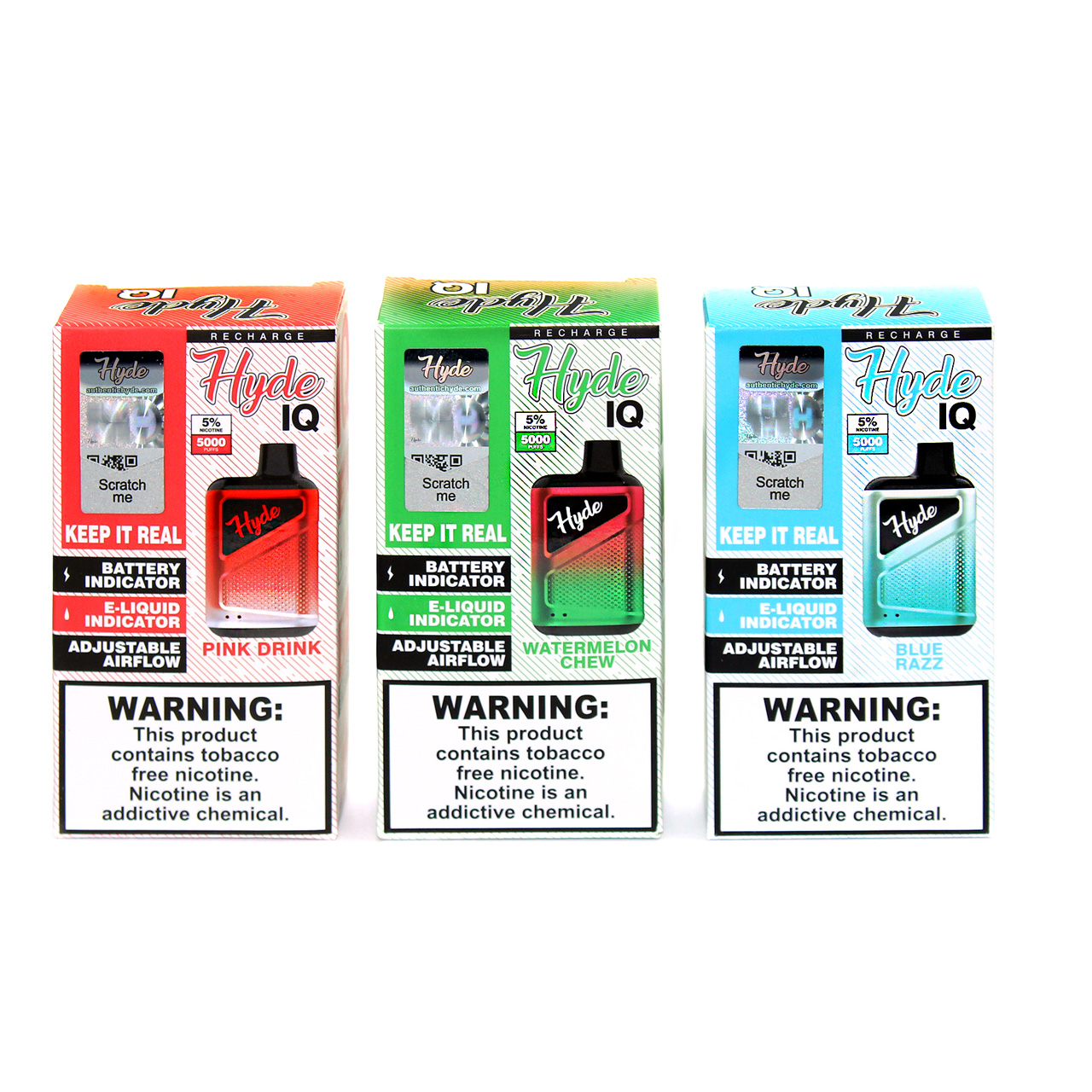 How does the E-Liquid Light function in Hyde IQ 5000 Recharge Disposable Vape?