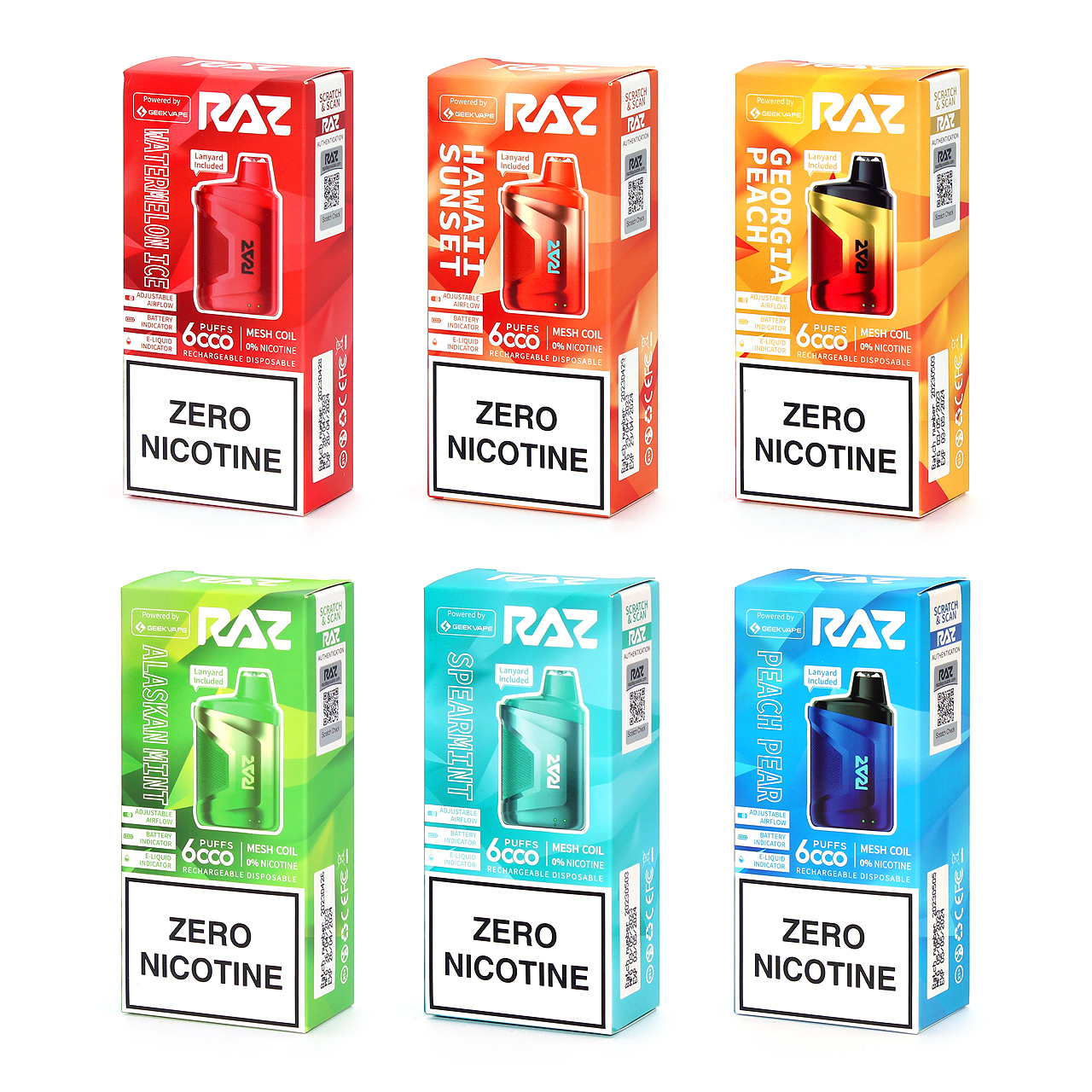 How many puffs does the RAZ CA6000 Zero Nicotine Vape have?